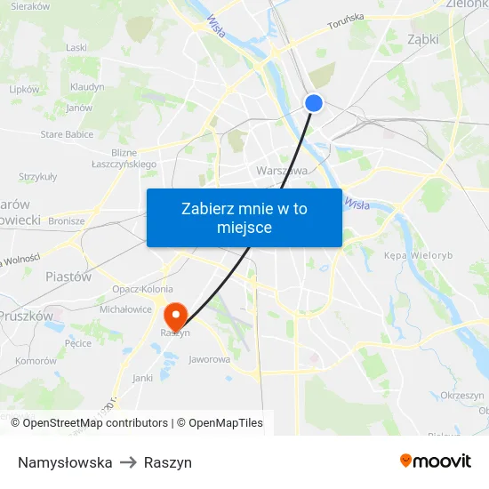 Namysłowska to Raszyn map