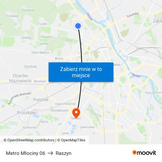 Metro Młociny 06 to Raszyn map
