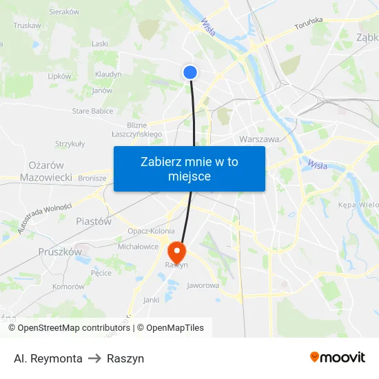 Al. Reymonta to Raszyn map