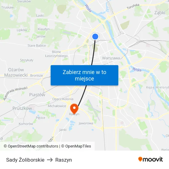 Sady Żoliborskie to Raszyn map