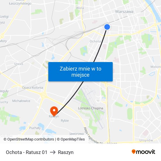 Ochota - Ratusz 01 to Raszyn map