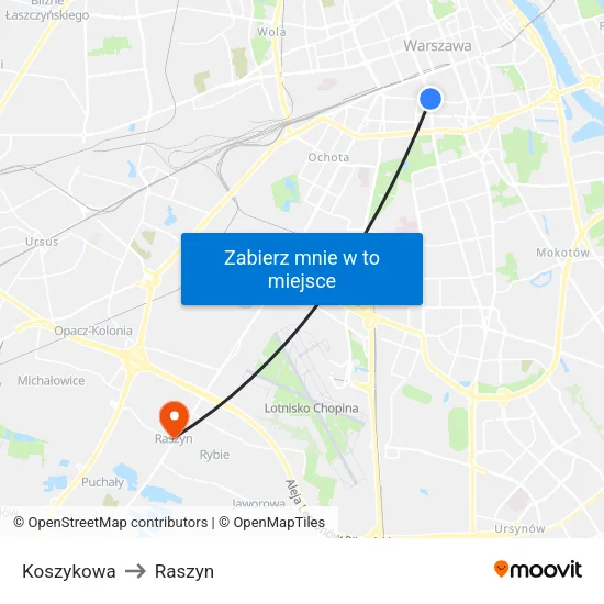 Koszykowa to Raszyn map