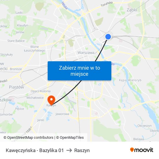 Kawęczyńska - Bazylika 01 to Raszyn map