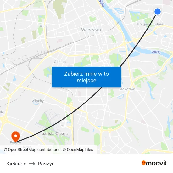 Kickiego to Raszyn map