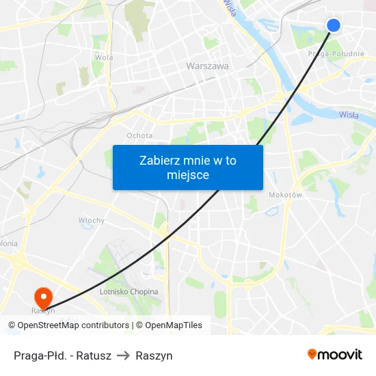 Praga-Płd. - Ratusz to Raszyn map