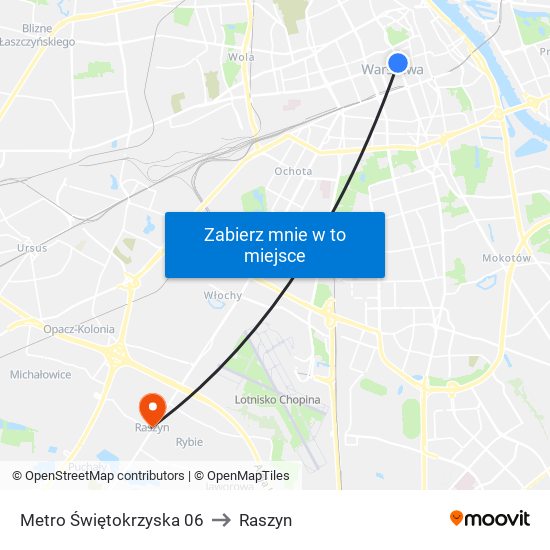 Metro Świętokrzyska 06 to Raszyn map