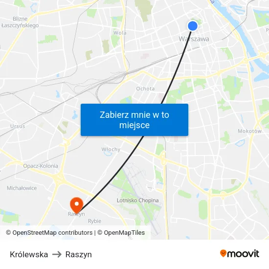 Królewska to Raszyn map