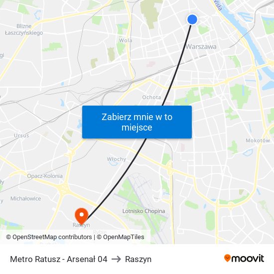 Metro Ratusz - Arsenał 04 to Raszyn map