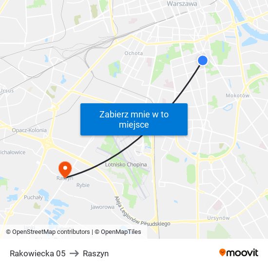 Rakowiecka 05 to Raszyn map