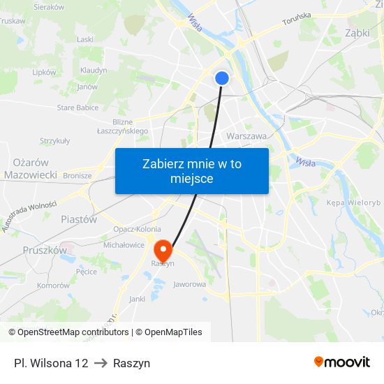 Pl. Wilsona 12 to Raszyn map