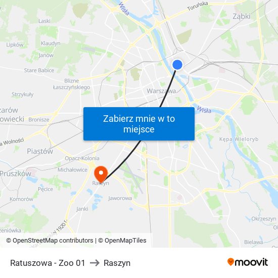 Ratuszowa - Zoo 01 to Raszyn map