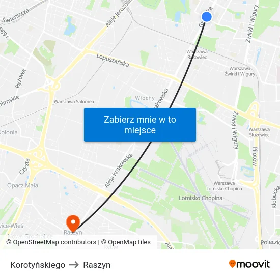 Korotyńskiego to Raszyn map