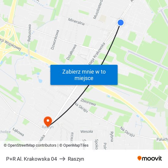 P+R Al. Krakowska 04 to Raszyn map