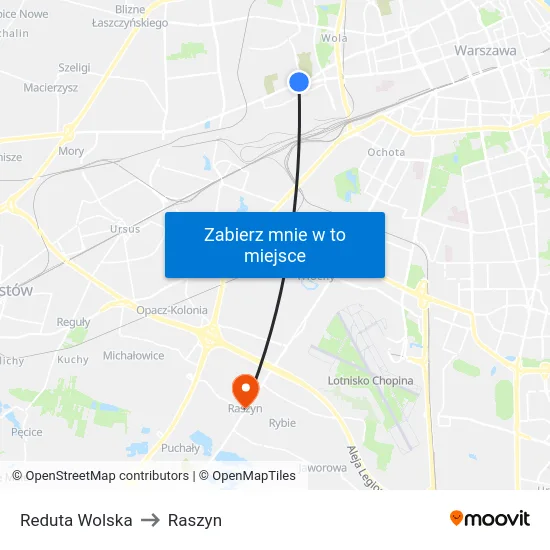 Reduta Wolska to Raszyn map