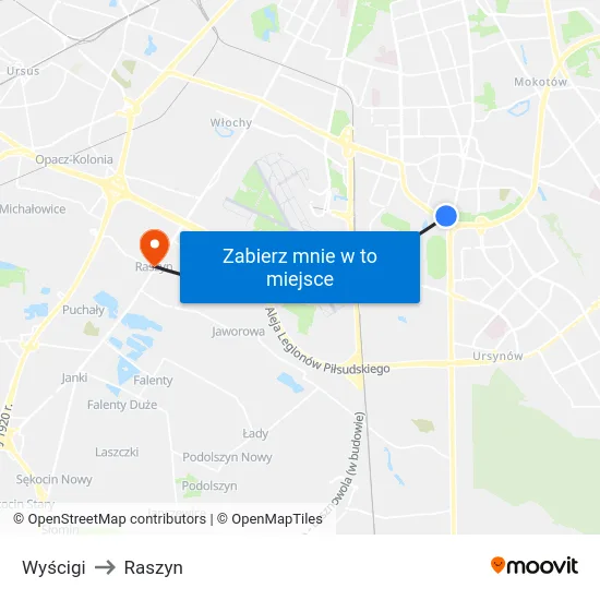 Wyścigi to Raszyn map