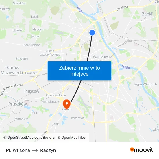 Pl. Wilsona to Raszyn map