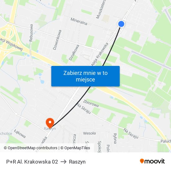 P+R Al. Krakowska 02 to Raszyn map