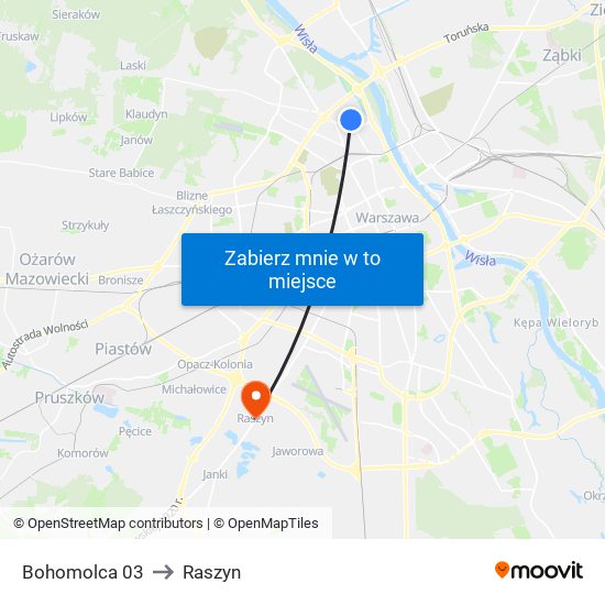 Bohomolca 03 to Raszyn map