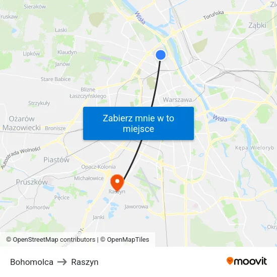 Bohomolca to Raszyn map