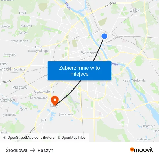 Środkowa to Raszyn map