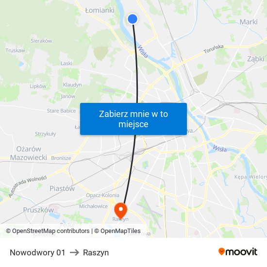 Nowodwory 01 to Raszyn map