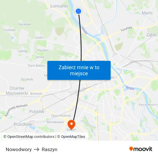 Nowodwory to Raszyn map