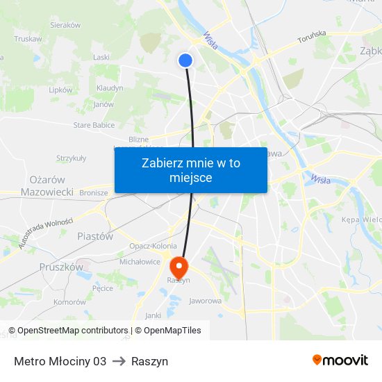 Metro Młociny 03 to Raszyn map