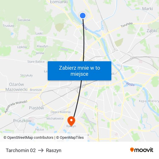 Tarchomin 02 to Raszyn map