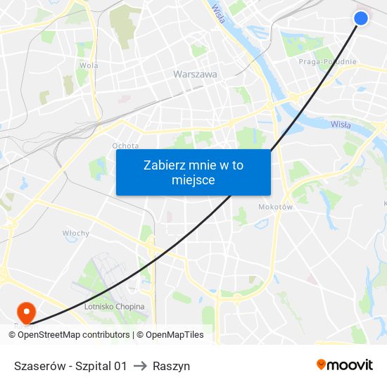 Szaserów - Szpital 01 to Raszyn map