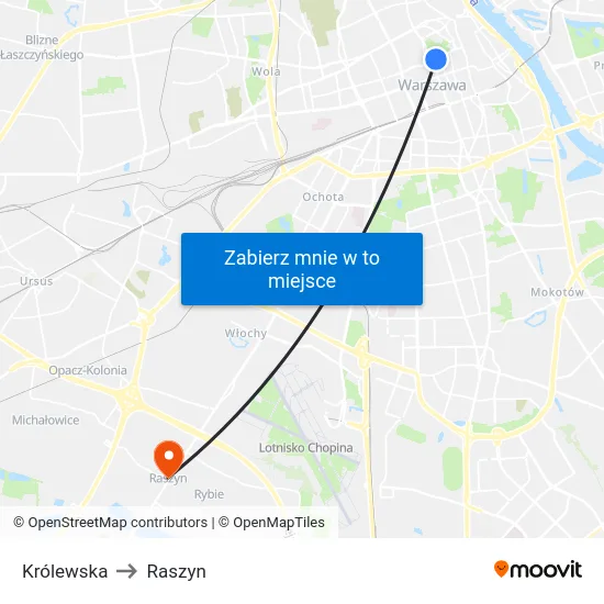 Królewska to Raszyn map