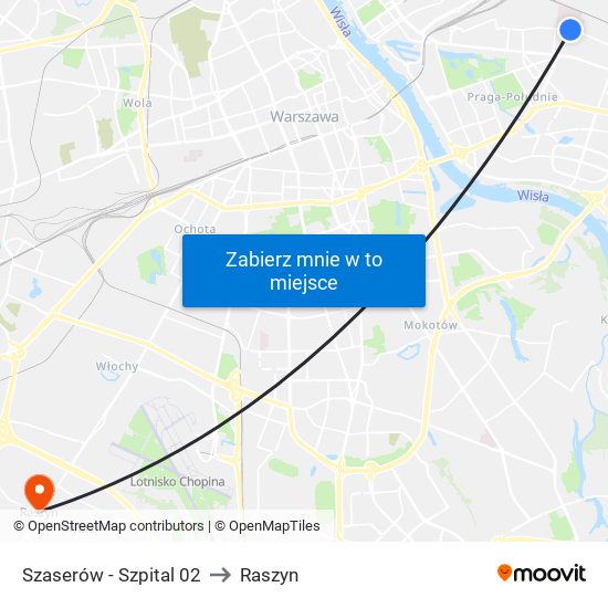 Szaserów - Szpital 02 to Raszyn map