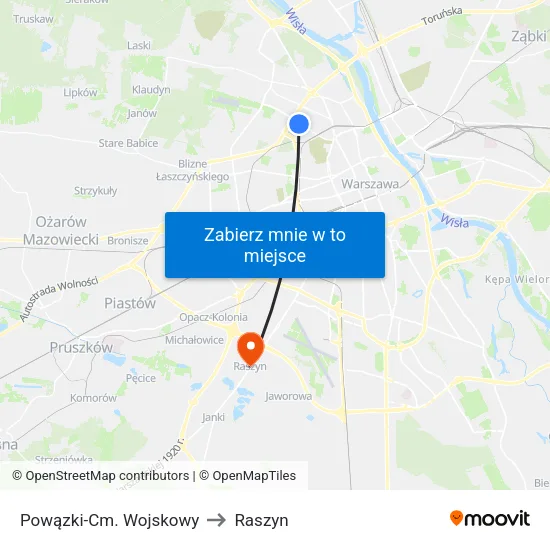 Powązki - Cm. Wojskowy to Raszyn map