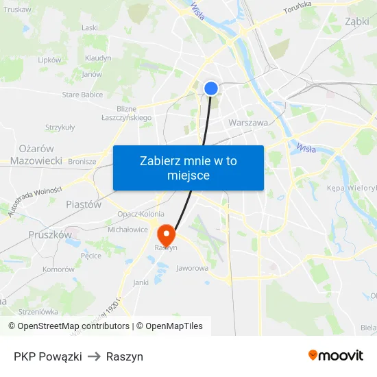 PKP Powązki to Raszyn map