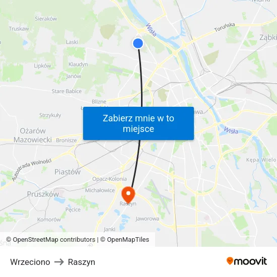 Wrzeciono to Raszyn map