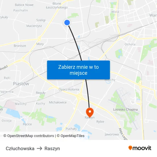 Człuchowska to Raszyn map