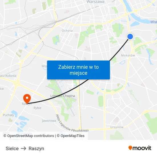 Sielce to Raszyn map