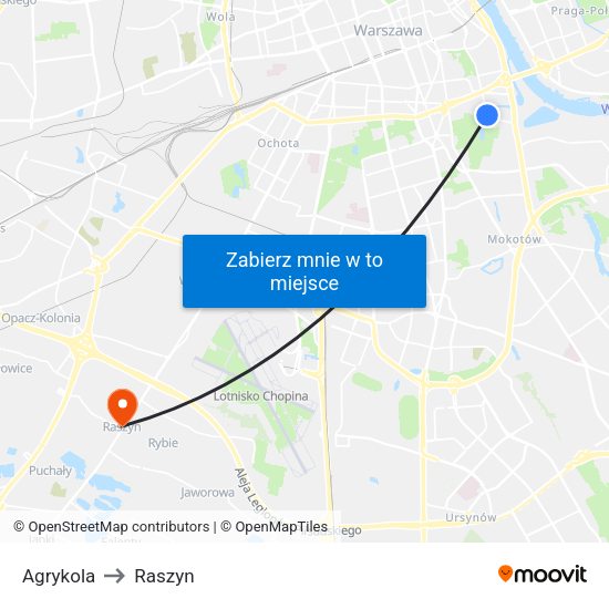 Agrykola to Raszyn map