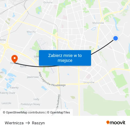 Wiertnicza to Raszyn map