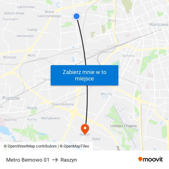 Metro Bemowo 01 to Raszyn map