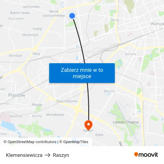 Klemensiewicza to Raszyn map