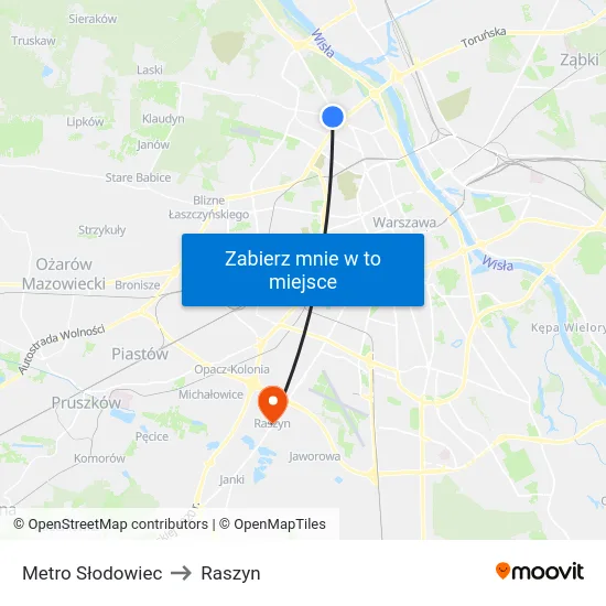 Metro Słodowiec to Raszyn map