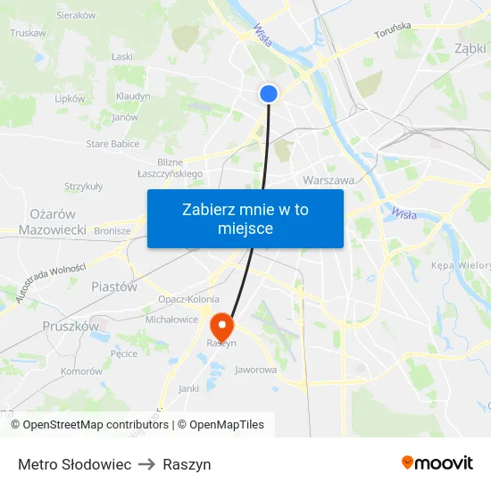 Metro Słodowiec to Raszyn map