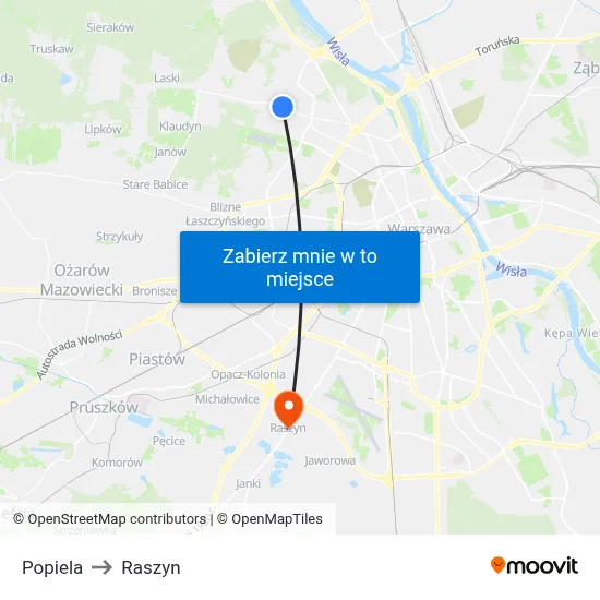 Popiela to Raszyn map