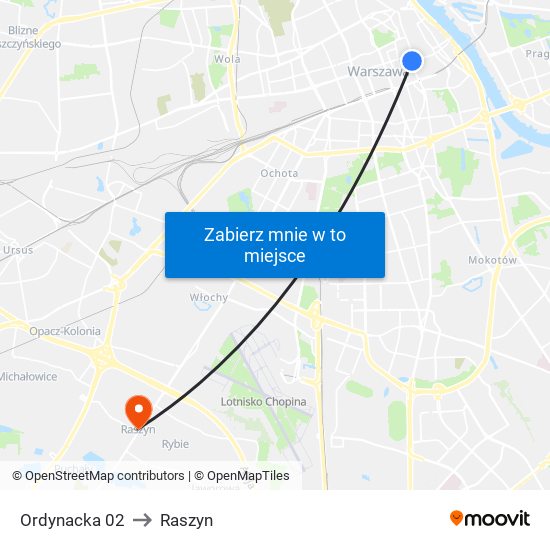 Ordynacka 02 to Raszyn map