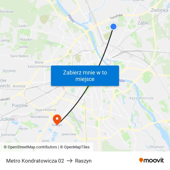 Metro Kondratowicza 02 to Raszyn map