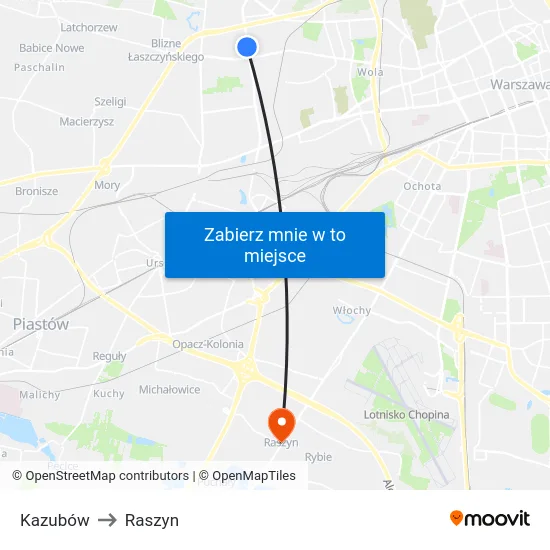 Kazubów to Raszyn map