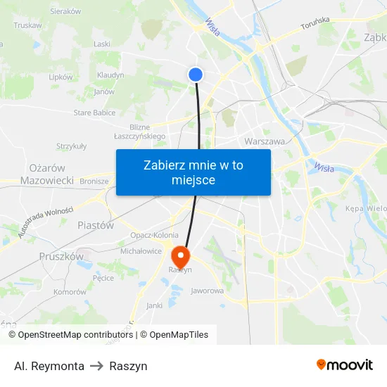 Al. Reymonta to Raszyn map