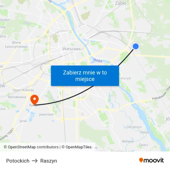 Potockich to Raszyn map