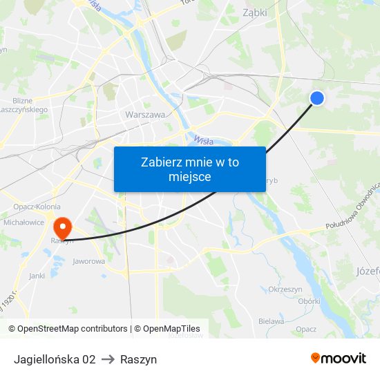 Jagiellońska to Raszyn map