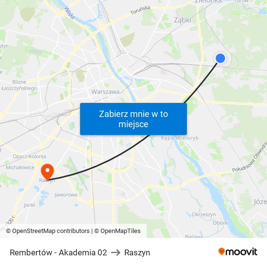 Rembertów - Akademia 02 to Raszyn map